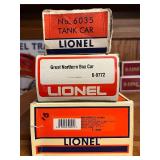 Collection of 3 Lionel O Gauge Train Cars with Original Boxes