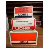 Collection of 3 Lionel O Gauge Train Cars with Original Boxes