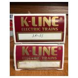 K-Line Electric O/027 Gauge Train Cars: Classic Boxcar and Phillips 66 Tank Car in Original Boxes