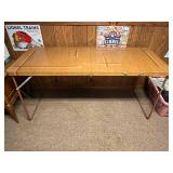 Vintage Folding Metal Card Table with faux 