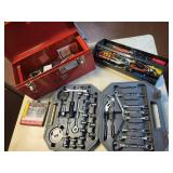 Comprehensive Tool Set with Metal Toolbox, Wrenches, Sockets, Drill Bits and Accessories