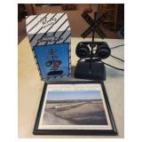 Railroad Crossing Signal Sound Light with Box and Framed Train Print