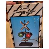 Railroad Crossing Signal Sound Light with Box and Framed Train Print