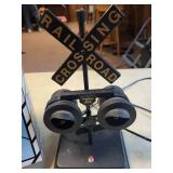 Railroad Crossing Signal Sound Light with Box and Framed Train Print