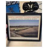 Railroad Crossing Signal Sound Light with Box and Framed Train Print