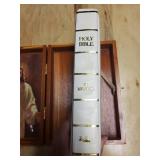 Memorial Edition Holy Bible with White Cover in Wooden Presentation Case