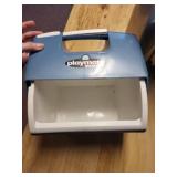 Lot of Kitchen and Travel Items Including Igloo Cooler, Coffee Urn, Soft Cooler, and Steam Iron