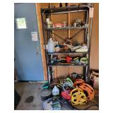 Garage Lot with Extension Cords, Hand Tools, Hardware, and Outdoor Items