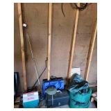 Camping and Fishing Gear Collection with Backpack, Sleeping Bags, Rod, and Tackle Box