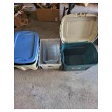 Set of Assorted Plastic Storage Totes with Lids