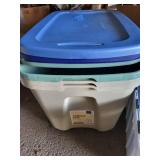 Set of Assorted Plastic Storage Totes with Lids