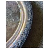 Group of Vintage Picture Frames and Ornate Metal Platter