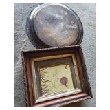 Group of Vintage Picture Frames and Ornate Metal Platter