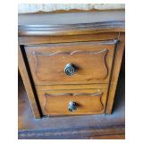 Vintage Wooden Telephone Stand with Drawers and Ornate Detailing