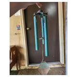 Garden Decor Lot with Metal Wind Chime, Hanging Bird Feeder, and Frog Lantern