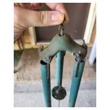 Garden Decor Lot with Metal Wind Chime, Hanging Bird Feeder, and Frog Lantern