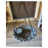 Garden Decor Lot with Metal Wind Chime, Hanging Bird Feeder, and Frog Lantern