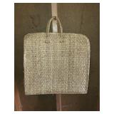 Vintage Woven Straw Handbag with Floral Yarn Embroidery