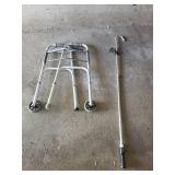 Folding Walker with Wheels and Adjustable Reacher Grabber Tool