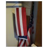 Collection of Vintage and Modern American Flags with Poles