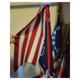 Collection of Vintage and Modern American Flags with Poles