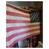 Collection of Vintage and Modern American Flags with Poles