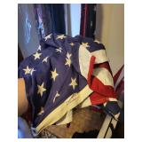 Collection of Vintage and Modern American Flags with Poles