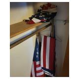 Collection of Vintage and Modern American Flags with Poles