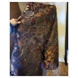 Set of 2 Decorative Throws - Jacquard Leaf Pattern and Plaid Fringe Blanket