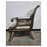 Regency Style Bergères Gold and Black Accent Armchair with Cushion