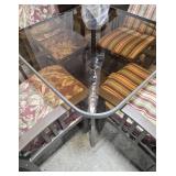 Outdoor Patio Set with 4 Chairs, Glass Table and Umbrella