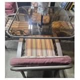 Outdoor Patio Set with 4 Chairs, Glass Table and Umbrella