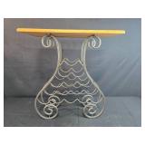 Wrought Iron and Wood Wine Rack Table