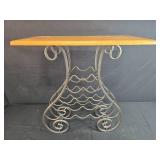 Wrought Iron and Wood Wine Rack Table