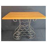 Wrought Iron and Wood Wine Rack Table