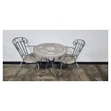3-Piece Patio Bistro Set with Floral Mosaic Table and Wicker Chairs