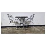 3-Piece Patio Bistro Set with Floral Mosaic Table and Wicker Chairs