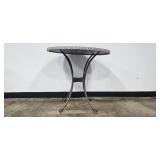 3-Piece Patio Bistro Set with Floral Mosaic Table and Wicker Chairs