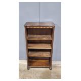 Antique Wooden Four-Shelf Bookcase with Decorative Trim