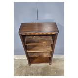 Antique Wooden Four-Shelf Bookcase with Decorative Trim
