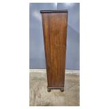 Antique Wooden Four-Shelf Bookcase with Decorative Trim