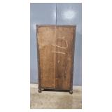 Antique Wooden Four-Shelf Bookcase with Decorative Trim