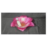 Set of 3 Handcrafted Turkish Art Glass Flower Bowls
