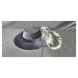 Costume Hat with Feather, Necklace, Jewelry Display Stand, and Accessories