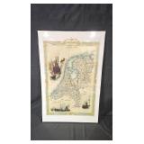 Framed Holland Map Print 36x23 Inches