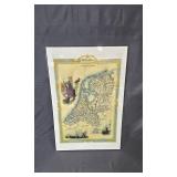 Framed Vintage Map of Holland 36 x 24 Inches