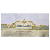 Framed Vintage Map of Holland 36 x 24 Inches
