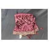 Holiday Decor Set with Red Stocking, Velvet Table Runner, Gold Tablecloth, and Red Tree Skirt
