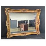 Large Ornate Gold Gilt Mirror with Decorative Frame 29x38 Inches