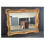 Large Ornate Gold Gilt Mirror with Decorative Frame 29x38 Inches